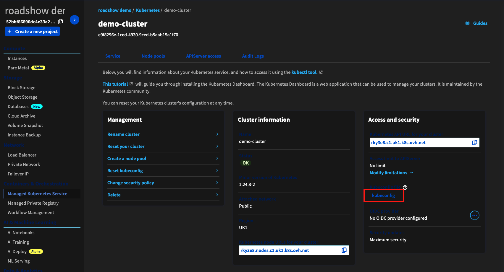 download kubeconfig